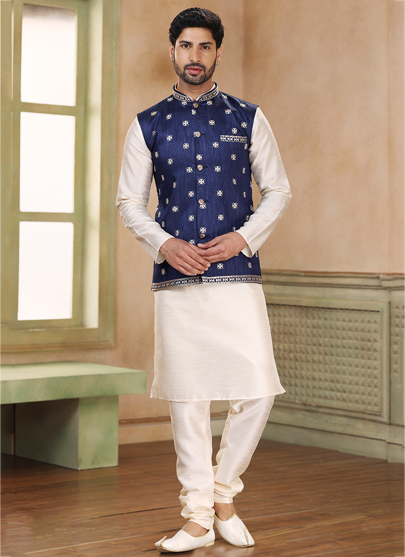 Blue kurta clearance jacket